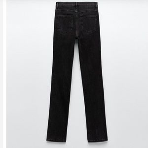 Zara Split Hem Black Straight Leg Jeans